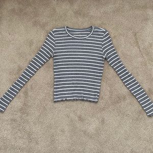 Grey and white Striped long sleeve shirt